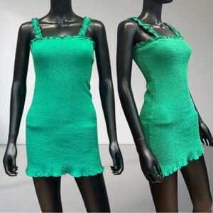 Y2K Tube Mini Dress Glamorous Dopamine Green Smocked